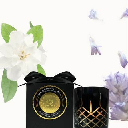 Surmasnti Gardenia & Hyacinth Crystal Series Long Burning Pure Coconut Wax Candle Small 150gm
