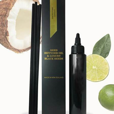 Surmanti Lime & Coconut Reed Diffuser Oil & Luxury Black Reeds