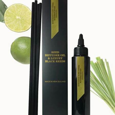 Surmanti Persian Lime & Lemongrass Reed Diffuser Oil & Luxury Black Reeds - Odour Eliminator 100ml